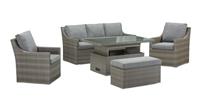 DFS Howard Grey Rattan Outdoor/Garden 3 Seater & Rising Table Set RRP £1599