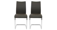 DFS Replay Grey Leather Look & Chrome Set of 2 Cantilever Dining Chairs RRP £299