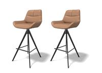 Modulax Bari Cognac Leather Set of 2 Swivel Bar Stools - 104cm RRP £1018
