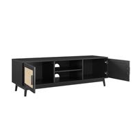Dusk Isla Wide 140cm TV Media Unit Cabinet in Black and Rattan RRP £199