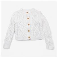 Jojo Maman Bb, Cardigan White Cable Knit Wooden Buttons, 6-12 Months D4A7F1...