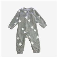 John Lewis, White Star Fleece Sleepsuit, 9-12 Months 101269/1