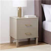 Dusk Sienna Taupe & Gold Effect 2 Drawer Bedside Table RRP 260