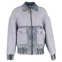 Alessandra Rich Tweed Accent Bomber Jacket in Multicolor Cotton - EU38 Regular