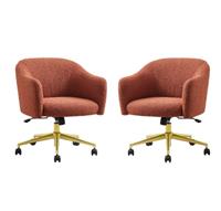 Dusk Harriet Set of 2 Rust Boucle Swivel Office Chairs RRP £310