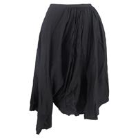 Yohji Yamamoto Asymmetric Draped Midi Skirt in Black Cotton - S Regular