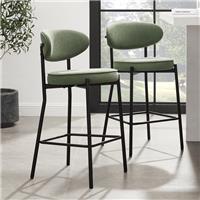 Dusk Mia Set of 4 Barstools - Matte Velvet - Sage Green RRP £298