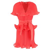 Stella Mccartney Tiered Ruffled Mini Dress in Red Satin - IT40 Regular