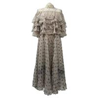 Valentino Pleated Midi Dress in Beige Silk - EU38 Regular