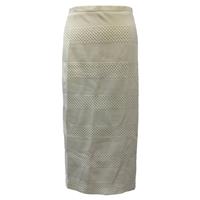 Iris & Ink Textured Midi Skirt in Cream Polyester - UK10 Regular