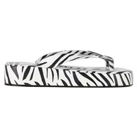 Amina Muaddi Johana Zebra-Print Platform Thong Sandals in Black and White
