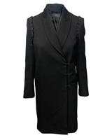 Joseph Ruffled Coat in Black Wool - FR40 Regular