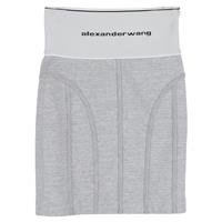Alexander wang Logo Elastic Mini Skirt in Grey Cotton - US0 Regular