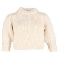 Ganni Julliard Cropped Turtleneck Sweater in Cream Wool - M Regular