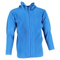 Homme Pliss Issey Miyake Pleated Zip-Up Cardigan in Light Blue Polyester - M Regular