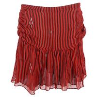 Etoile Isabel Marant Stripe Mini Ruffled Skirt in Red Viscose - FR42 Regular