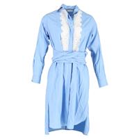 Sandro Paris Poplin Lace Long Sleeve Shirt Dress in Light Blue Cotton - FR40 Regular