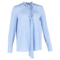 Valentino Garavani Stripe Tie-Knot Shirt in Blue Silk Crepe De Chine - FR42 Regular