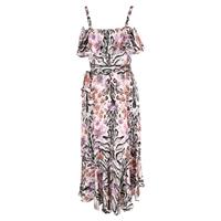 Temperley London Ruffled Printed Hammered Midi Dress in Multicolor Silk - S Regular