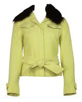 Dolce & Gabbana Tweed Belted Jacket with Detachable Fur in Yellow Wool - FR38 Regular