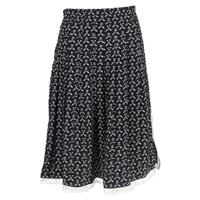 Chlo Flower Printed Pleated Midi Skirt in Black Cotton - FR38 Regular
