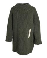 Celine Contrast Pocket Chunky Sweater in Olive Wool - XS Regular