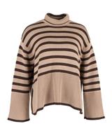 Totme Signature Striped Turtleneck Sweater In Brown Wool - XS Regular
