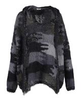 Saint Laurent Hooded Camouflage Pattern Cardigan In Multicolor Wool - EU44 Regular