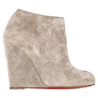 Christian Louboutin Belle Zeppa 100 Wedge Ankle Boots in Grey Suede