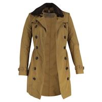 Burberry Brit Long Shearling Collar Trench Coat in Olive Cotton - UK4 Regular