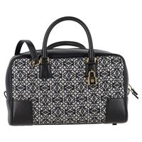 Loewe Amazona 28 Anagram Handbag in Black Canvas and Leather