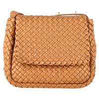 Bottega Veneta Small Cobble Intrecciato Shoulder Bag in Brown Leather