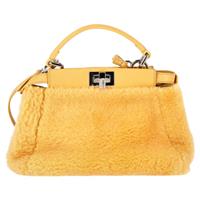 Fendi Mini Peekaboo Shearling Handbag in Yellow Sheepskin