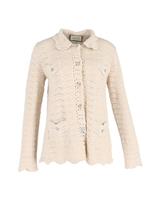 Gucci Crystal-Button Crochet Cardigan In Cream Wool - M Regular