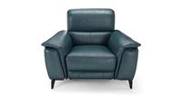 DFS Auberon Denim Blue Leather Power Recliner Armchair & Headrest RRP &pound;1049