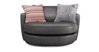 DFS Sophia Steel Grey Leather Cuddler Swivel Chair RRP &pound;1149