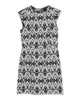 Theory Ikat-Print Sheath Dress in Black and White Polyester - US2 Regular