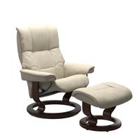 Stressless Mayfair (S) Chair & Footstool Batick Cream Brown Stain Base RRP &pound;2389