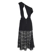 Self-Portrait Lace Detail Midi Dress in Black Polyester - UK8 Regular
