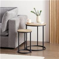 Dusk Willow Light Wood Round Nesting Side Tables RRP &pound;161