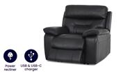 DFS Foster Essential Black Leather Power Recliner Armchair RRP &pound;949
