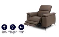DFS New Tahiti Brown Leather Heated and Memory Power Recliner Chair RRP &pound;1299