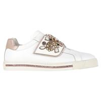 Ren Caovilla Jewel-Embellished Sneakers in White Leather