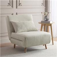 Dusk Seattle Sand Stripe Linen Look Fabric Single Click Clack Sofa Bed RRP &pound;289