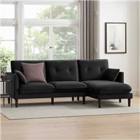 Dusk Shoreditch Ink Matte Velvet Right Hand Chaise Sofa RRP &pound;791