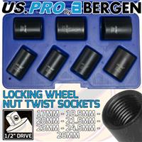 US PRO Locking Wheel Nut Remover Twist Sockets 1/2DR Drive Lock Nuts 17mm-26mm