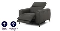 DFS Jagger Shadow Leather Power Recliner Chair with Power Headrest RRP &pound;1049