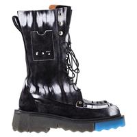 Off-White Tie Dye Sponge Combat Boots In Suede Women Black Size 36