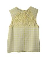 Sandro Paris Checkered And Lace Sleeveless Top In Cotton Women Yellow M - M Regular