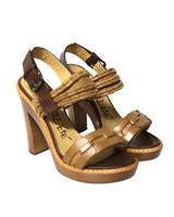 Lanvin Wooden Heels In Leather Women Brown Size 37
